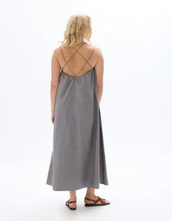 Celio Robe fluide longue à bretelles croisées - grise^Femme Robes|Robes