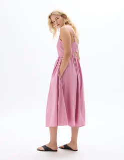 Celio Robe fluide longue à bretelles - rose^Femme Robes|Robes