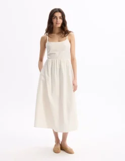 Celio Robe fluide longue à bretelle - beige^Femme Robes|Robes