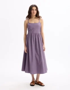 Celio Robe fluide longue à bretelle - violet^Femme Robes|Robes