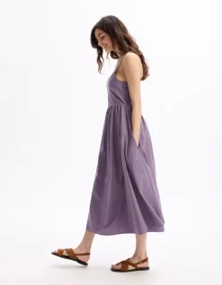 Celio Robe fluide longue à bretelle - violet^Femme Robes|Robes