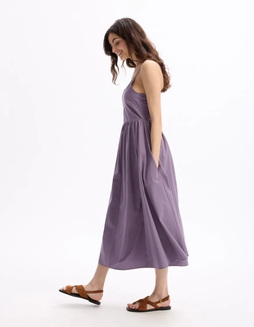 Celio Robe fluide longue à bretelle - violet^Femme Robes|Robes