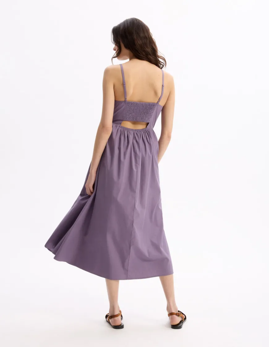 Celio Robe fluide longue à bretelle - violet^Femme Robes|Robes