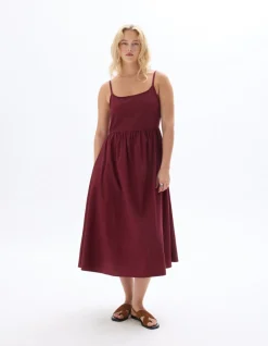 Celio Robe fluide longue à bretelles - bordeaux^Femme Robes|Robes