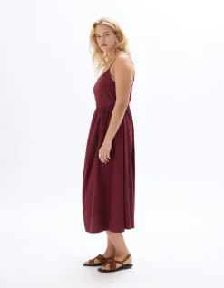 Celio Robe fluide longue à bretelles - bordeaux^Femme Robes|Robes