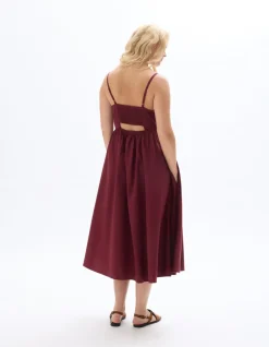 Celio Robe fluide longue à bretelles - bordeaux^Femme Robes|Robes