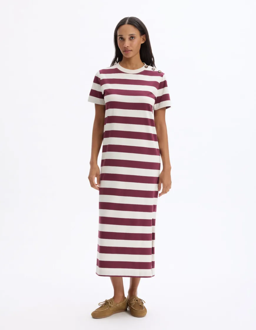 Celio Robe longue boutonnée à rayures - bordeaux^Femme Les Meilleures Ventes|Robes
