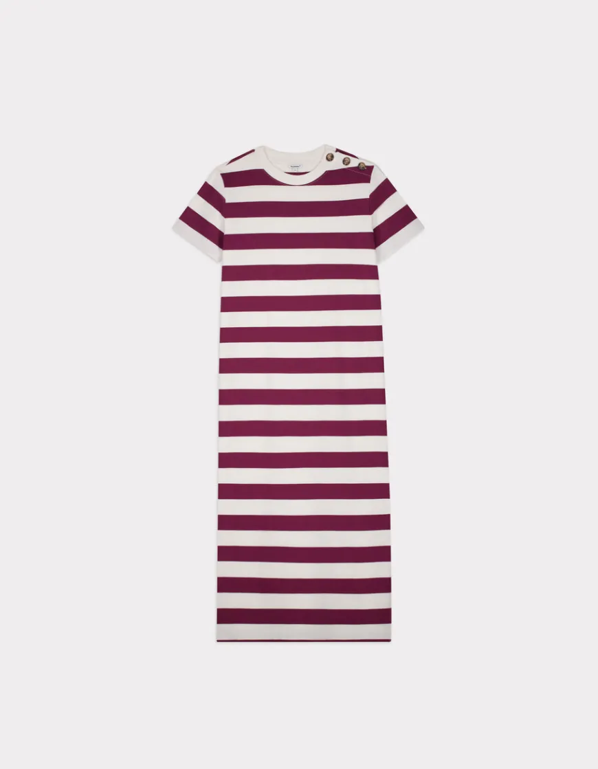 Celio Robe longue boutonnée à rayures - bordeaux^Femme Les Meilleures Ventes|Robes