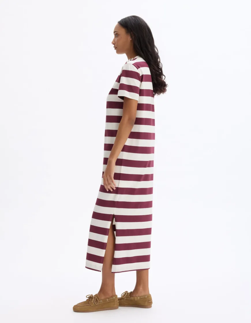 Celio Robe longue boutonnée à rayures - bordeaux^Femme Les Meilleures Ventes|Robes
