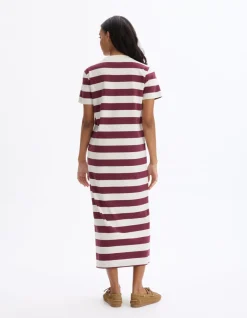 Celio Robe longue boutonnée à rayures - bordeaux^Femme Les Meilleures Ventes|Robes