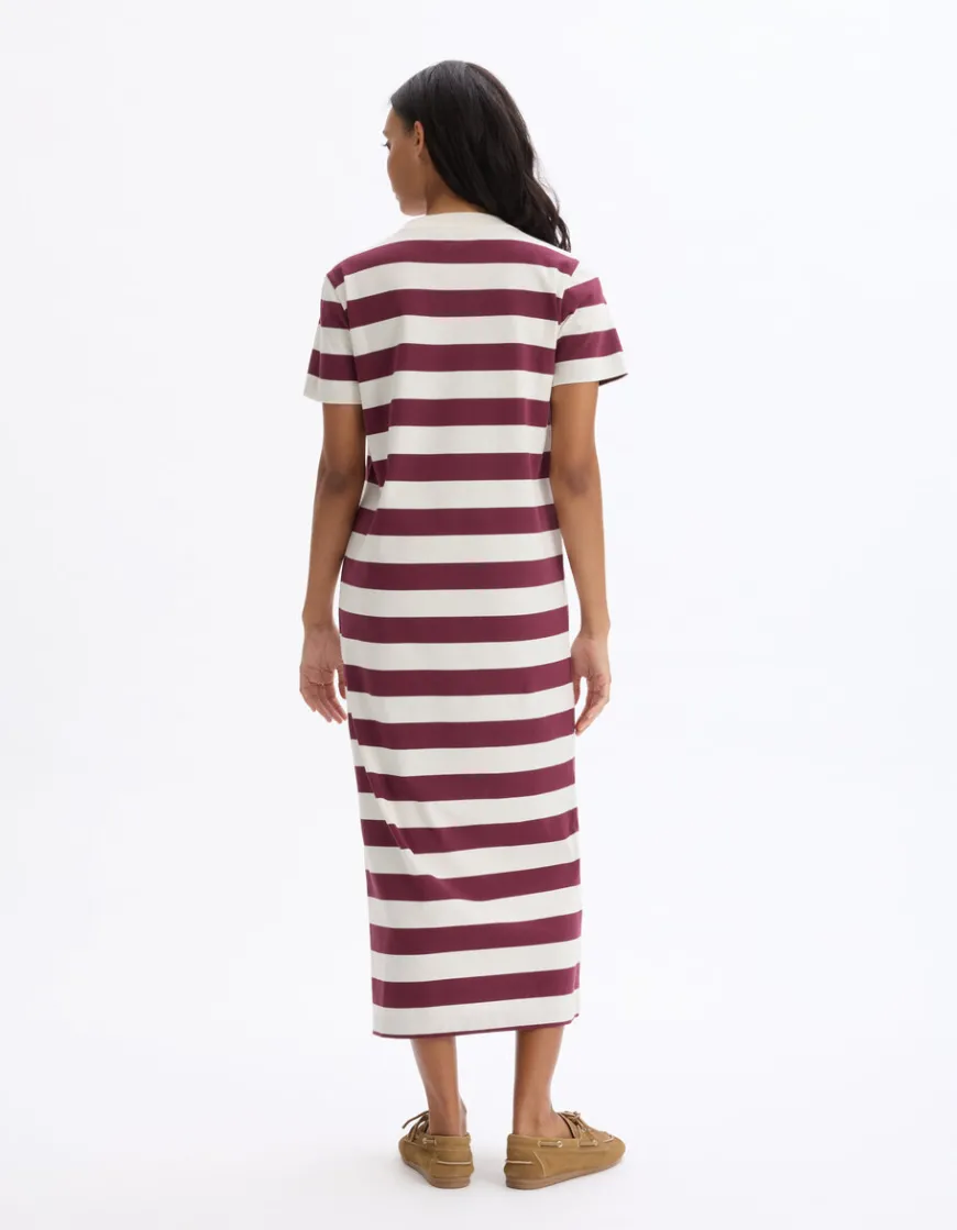 Celio Robe longue boutonnée à rayures - bordeaux^Femme Les Meilleures Ventes|Robes