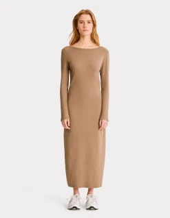 Celio Robe longue côtelée - beige^Femme Robes|Robes