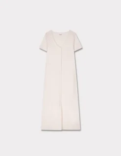 Celio Robe longue côtelée boutonnée - écru^Femme Robes|Robes