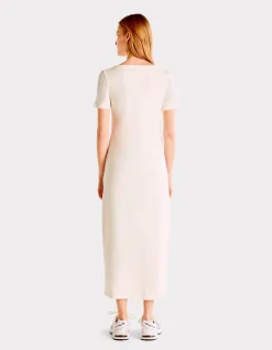 Celio Robe longue côtelée boutonnée - écru^Femme Robes|Robes