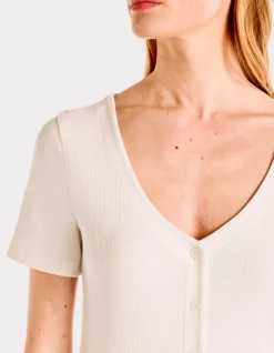Celio Robe longue côtelée boutonnée - écru^Femme Robes|Robes