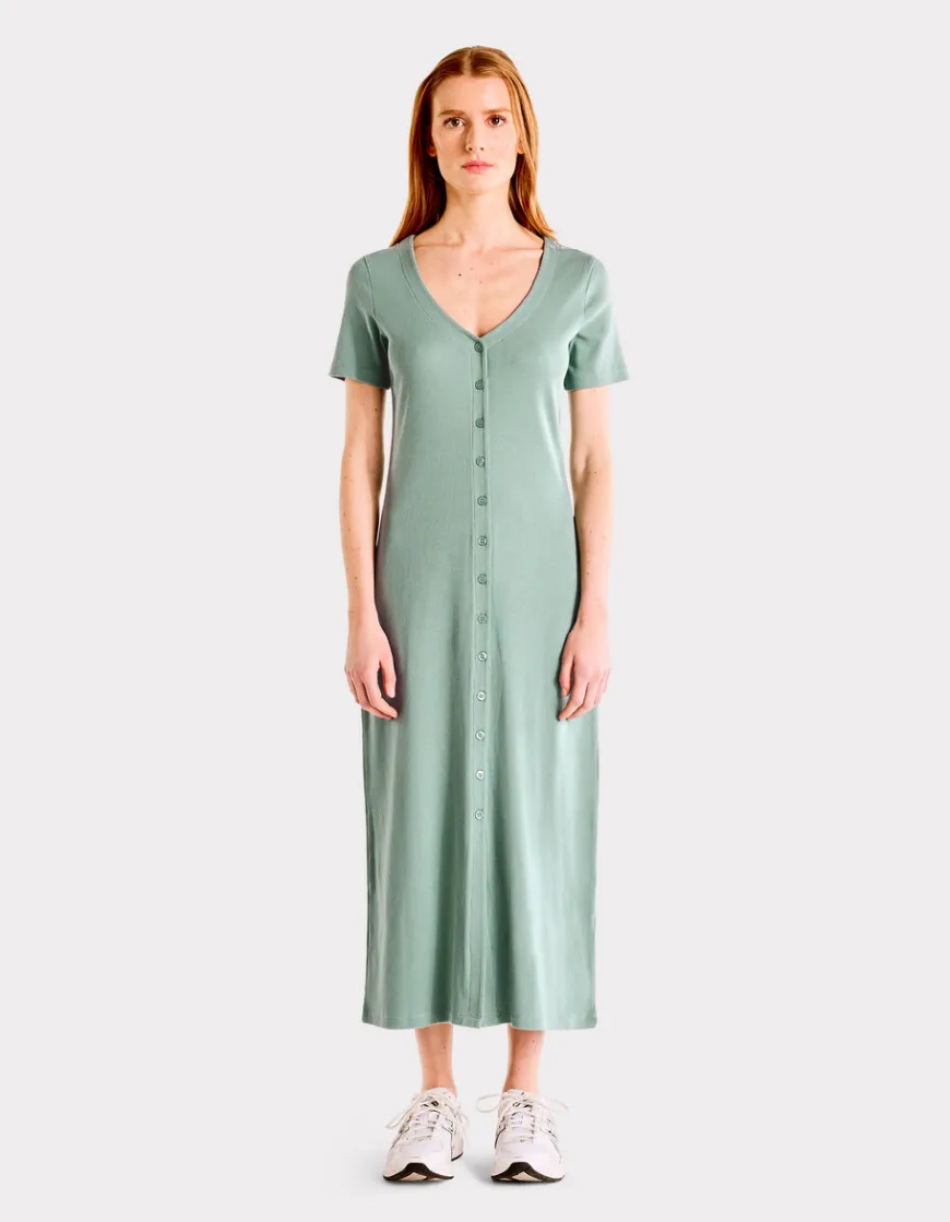 Celio Robe longue côtelée boutonnée - vert^Femme Robes|Robes