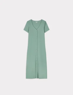 Celio Robe longue côtelée boutonnée - vert^Femme Robes|Robes