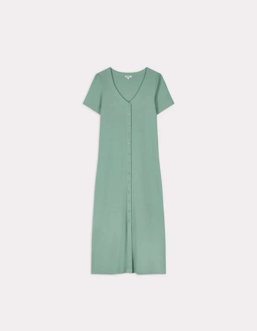 Celio Robe longue côtelée boutonnée - vert^Femme Robes|Robes