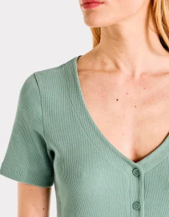 Celio Robe longue côtelée boutonnée - vert^Femme Robes|Robes