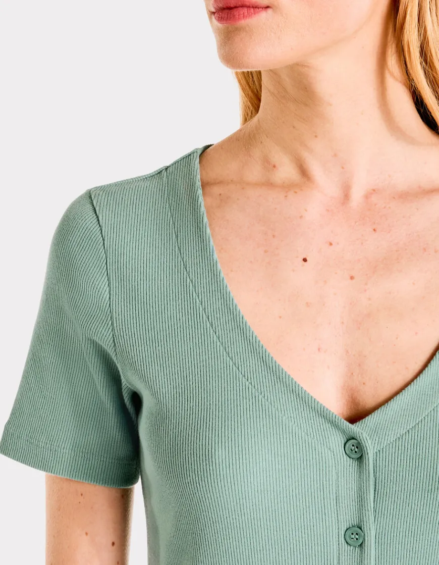 Celio Robe longue côtelée boutonnée - vert^Femme Robes|Robes