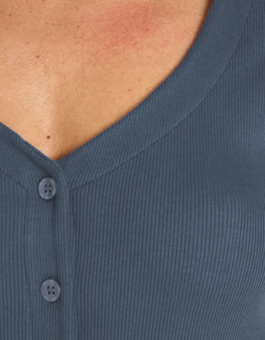 Celio Robe longue côtelée boutonnée - bleu^Femme Robes|Robes