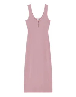 Celio Robe longue côtelée en coton - violet^Femme Robes|Robes