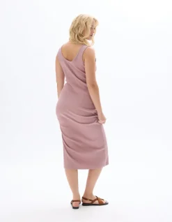 Celio Robe longue côtelée en coton - violet^Femme Robes|Robes