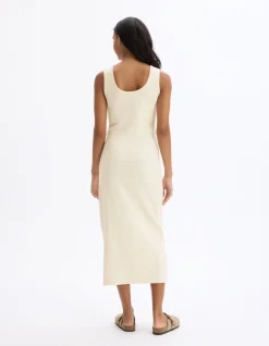 Celio Robe longue côtelée en coton - beige^Femme Les Essentiels Aux Meilleurs Prix|Robes