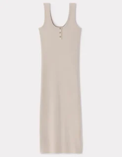 Celio Robe longue côtelée en coton - gris^Femme Les Essentiels Aux Meilleurs Prix|Robes