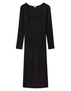 Celio Robe longue côtelée fluide -^Femme Robes|Robes