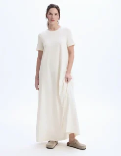 Celio Robe longue en coton - écru^Femme Robes|Robes