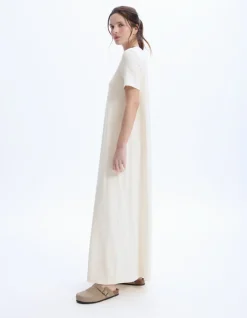 Celio Robe longue en coton - écru^Femme Robes|Robes