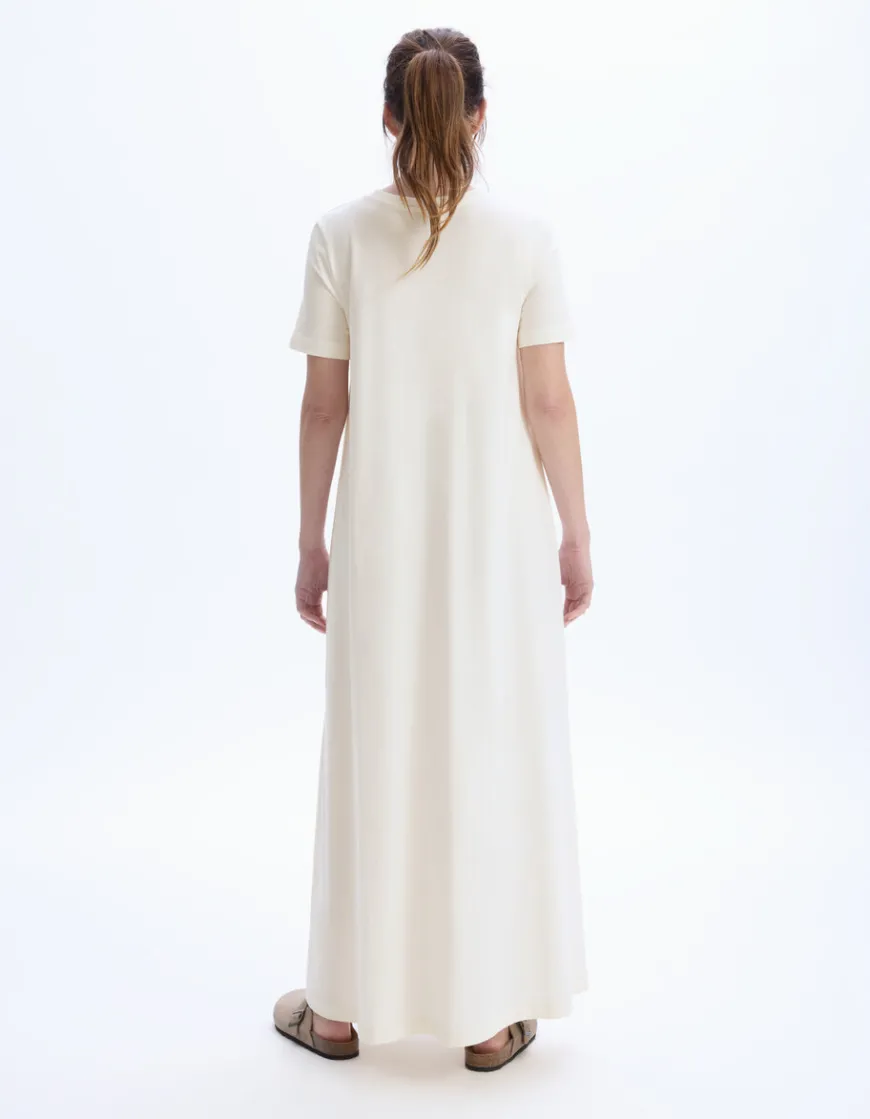 Celio Robe longue en coton - écru^Femme Robes|Robes