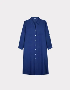 Celio Robe longue en lin - indigo^Femme Robes|Robes
