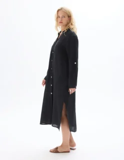 Celio Robe longue en lin -^Femme Robes|Robes