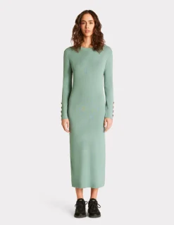 Celio Robe longue en maille côtelée - vert^Femme Robes|Robes