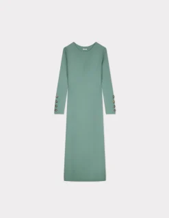 Celio Robe longue en maille côtelée - vert^Femme Robes|Robes