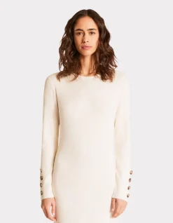 Celio Robe longue en maille côtelée - écru^Femme Robes|Robes