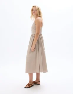 Celio Robe longue fluide à bretelles - beige^Femme Robes|Robes