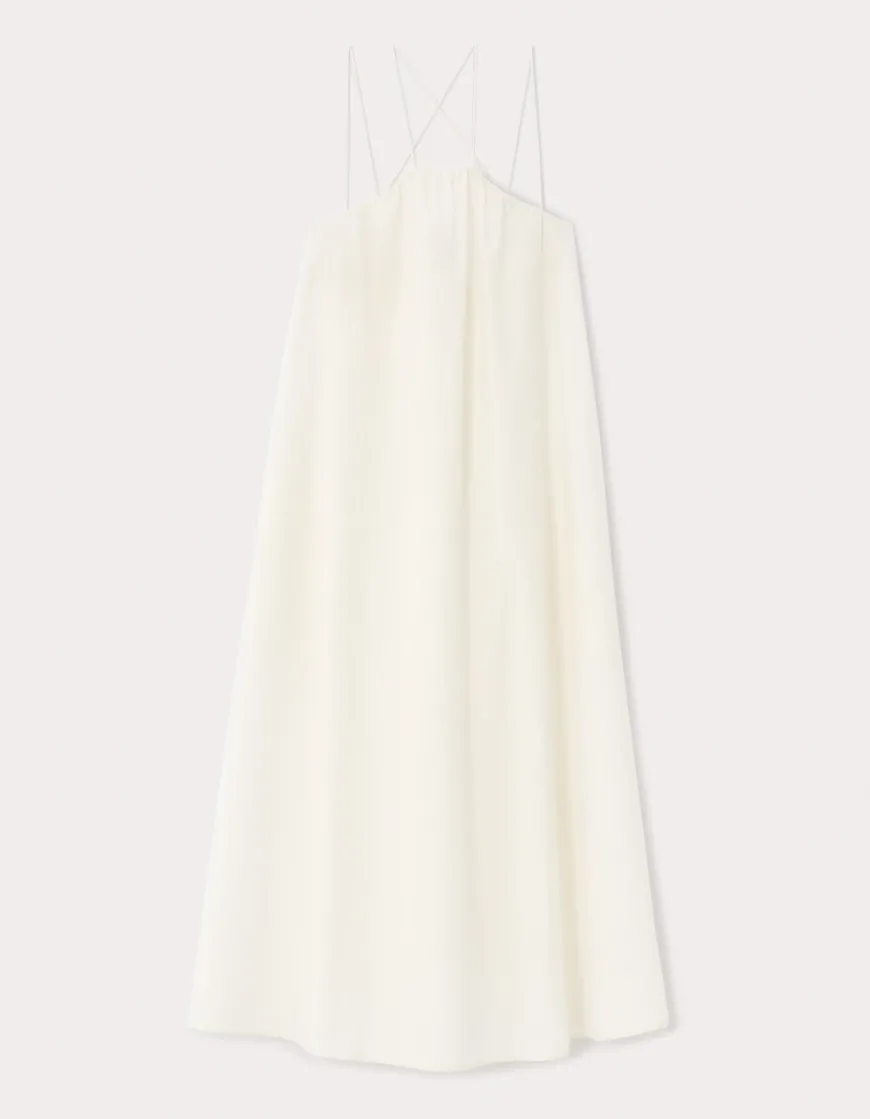 Celio Robe longue fluide à bretelles croisées - beige^Femme Robes|Robes
