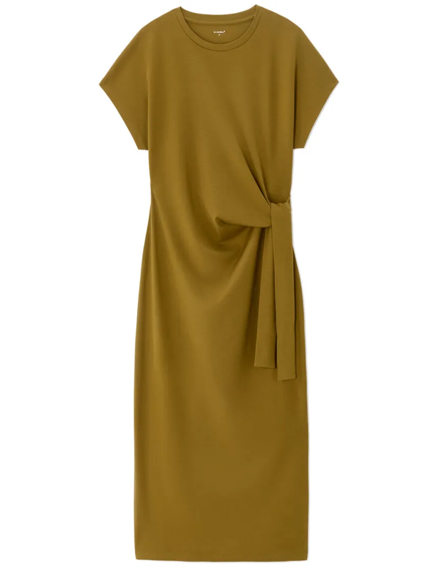 Celio Robe longue nouée en coton - vert^Femme Robes|Robes