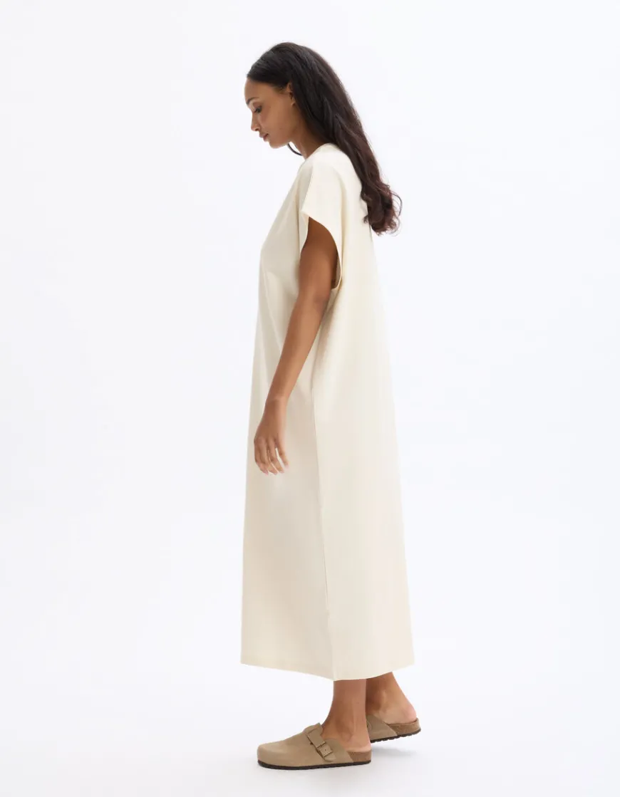 Celio Robe longue sans manches en coton - beige^Femme Les Essentiels Aux Meilleurs Prix|Robes
