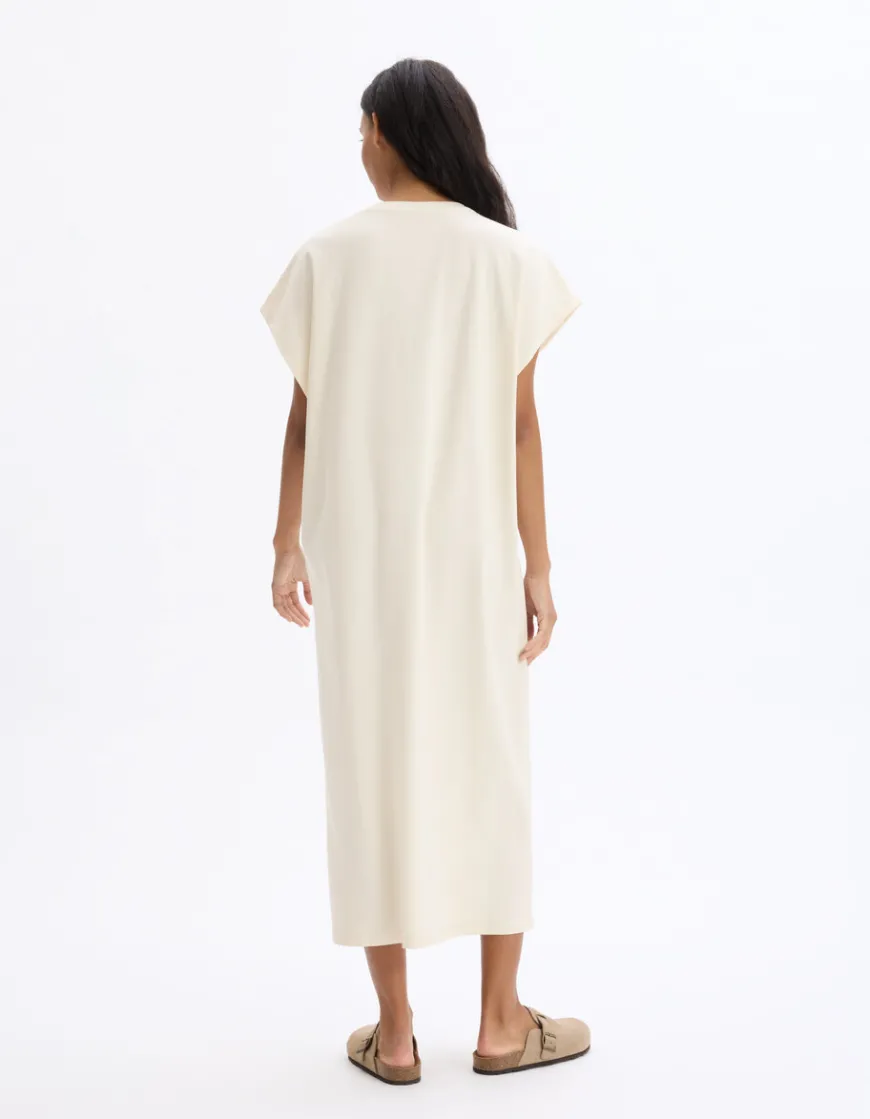 Celio Robe longue sans manches en coton - beige^Femme Les Essentiels Aux Meilleurs Prix|Robes