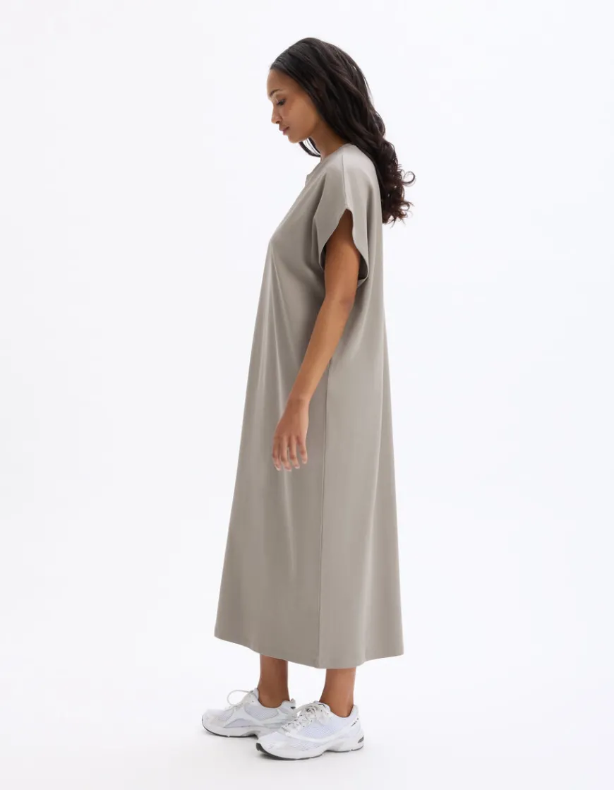 Celio Robe longue sans manches en coton - gris^Femme Les Essentiels Aux Meilleurs Prix|Robes