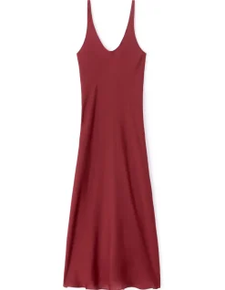 Celio Robe longue satiné - rouge^Femme Robes|Robes