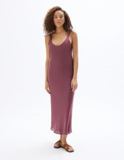 Celio Robe longue satiné - violet^Femme Robes|Robes