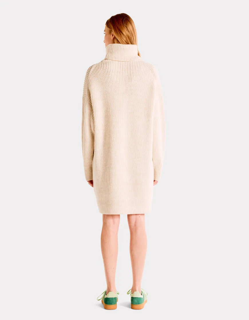 Celio Robe mi longue en tricot col roulé - beige^Femme Robes|Robes