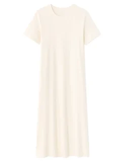 Celio Robe mi-longue en coton - écru^Femme Les Essentiels Aux Meilleurs Prix|Robes