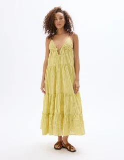 Celio Saint-Tropez - Robe longue fluide jaune à bretelles^Femme Les Meilleures Ventes|Robes