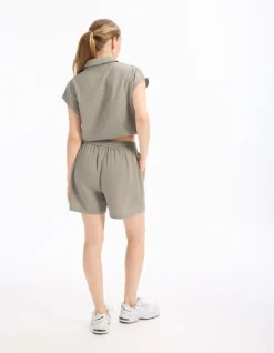 Celio Short en gaze de coton - gris^Femme Jupes & Shorts|Les Ensembles